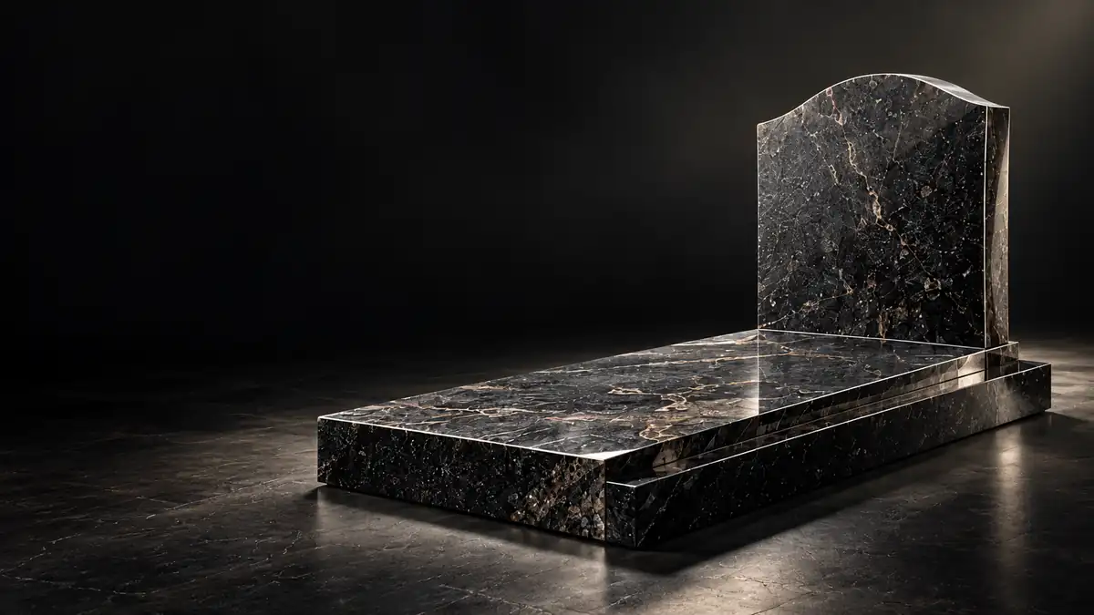 Illustration d'un monument funéraire en granit sombre